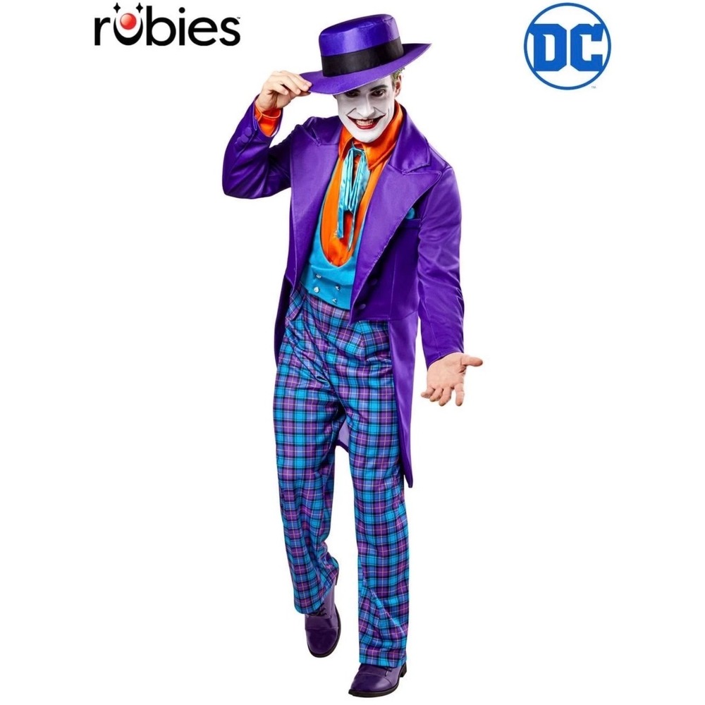 Rubies DC Comics The Joker Costume Mens Large Purple Tailcoat Plaid Pants Set